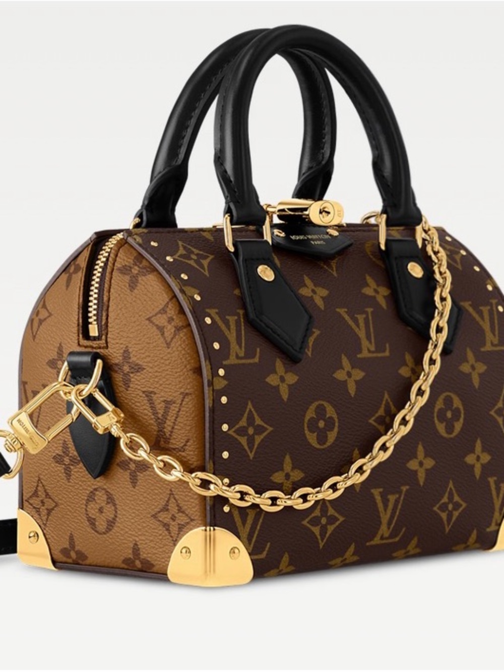 Louis Vuitton Brown Monogram Canvas with Black Leather Trim Satchel - Picture 4 of 4